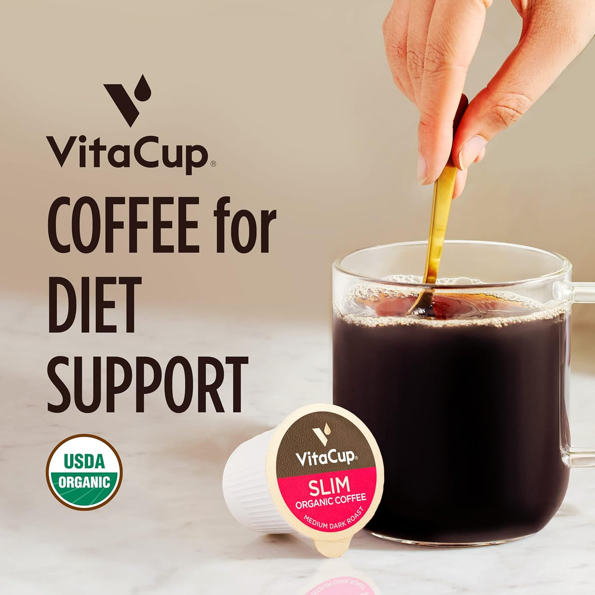 Slim Organic Coffee Pods with Diet Support Bold Flavor