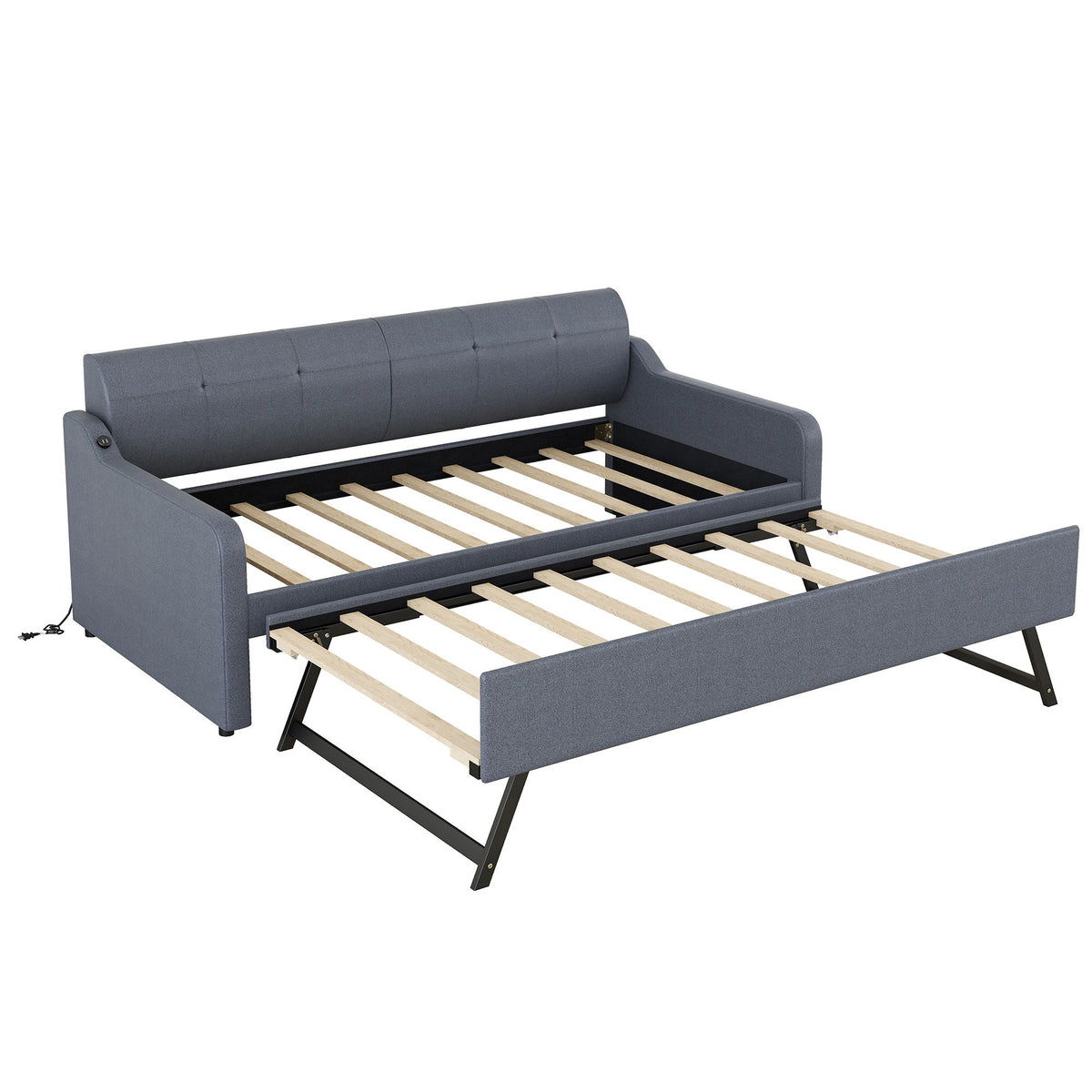 Upholstered Daybed With Trundle And USB Charging