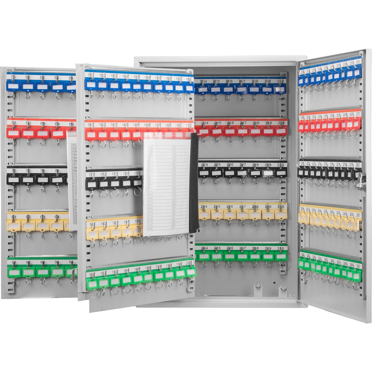 Adjustable Key Cabinet with Lock - Multiple Sizes, Gray or Black