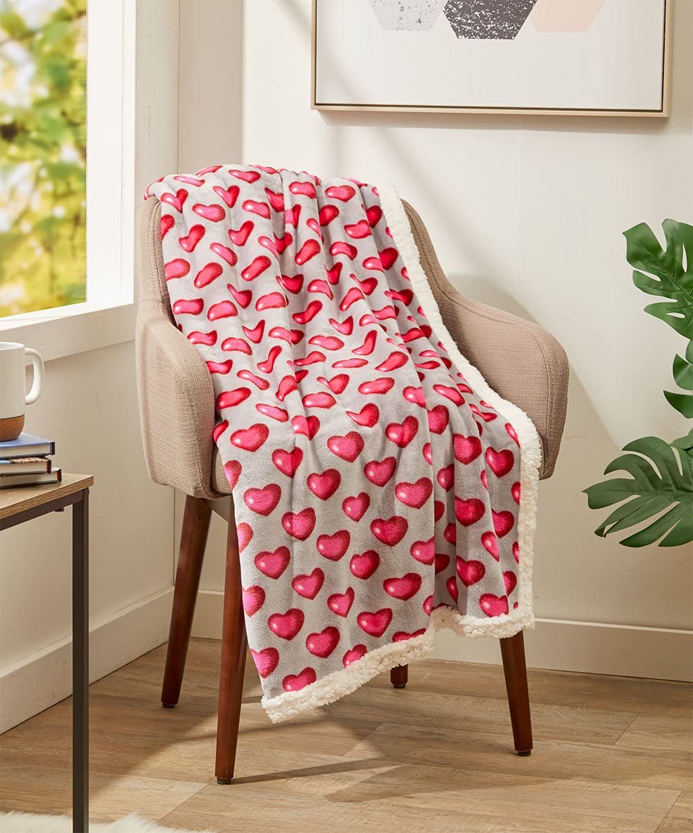 Decor&More Amor Eterno Be Mine Love Collection Valentine's Day Heart Ultra Plush Throw Blanket (50" x 60") -