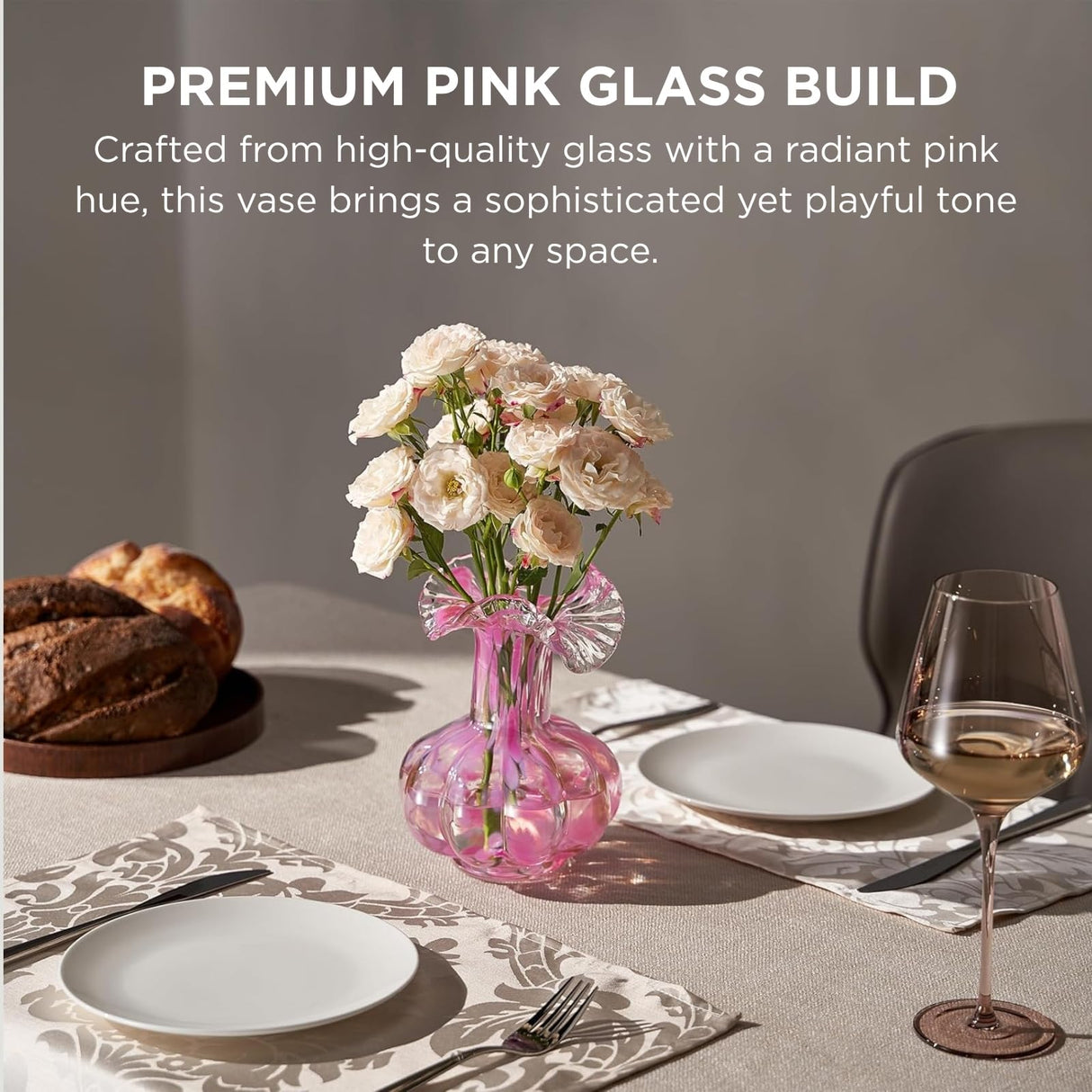 Soft Bloom Hand‑Blown Glass Flower Vase Décor – 7″