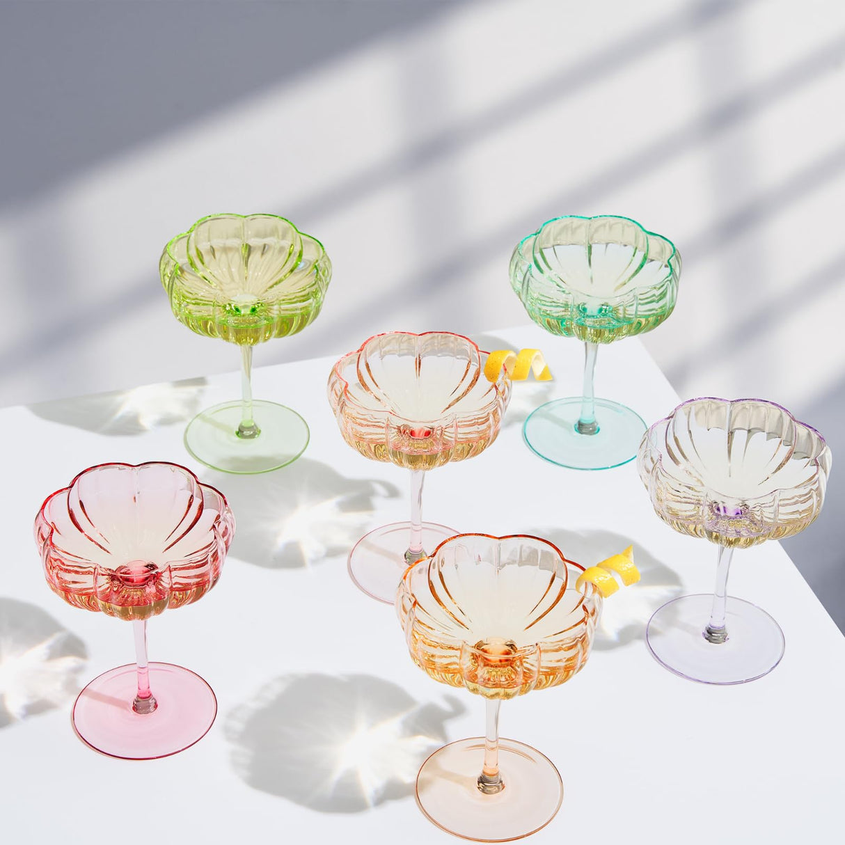 Flower Champagne Cocktail Glasses | Set of 4