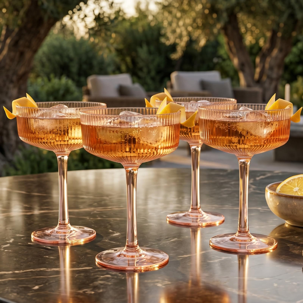 Madrid Acrylic Champagne Coupe Cocktail Glassware, Set of 4