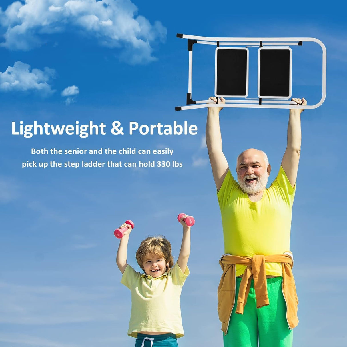 Lightweight Folding Step Stools with Anti-Slip Pedal - 330lbs Capacity