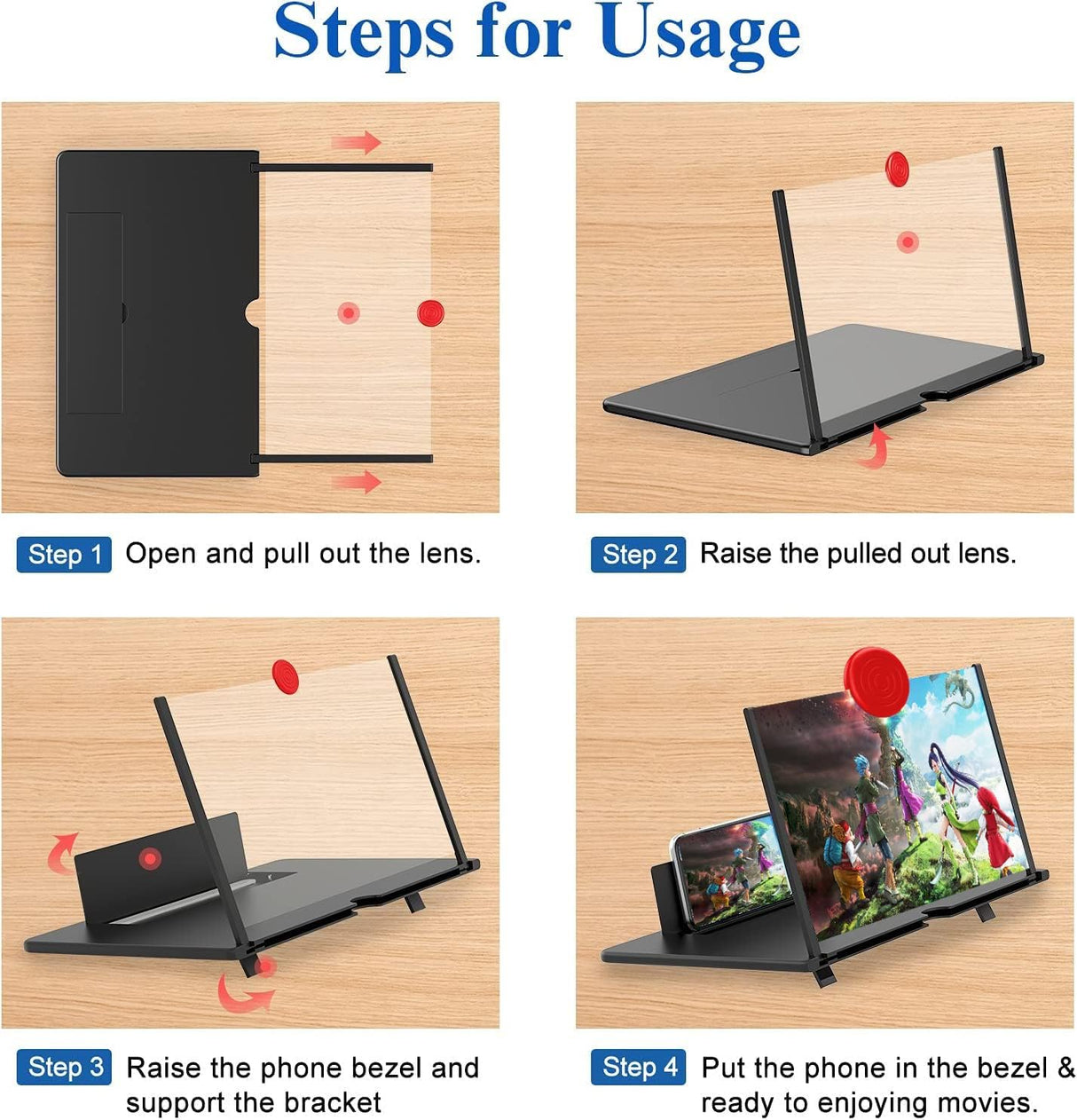 16 Inch Phone Screen Magnifier HD Mobile Screen Amplifier Stand for Movies