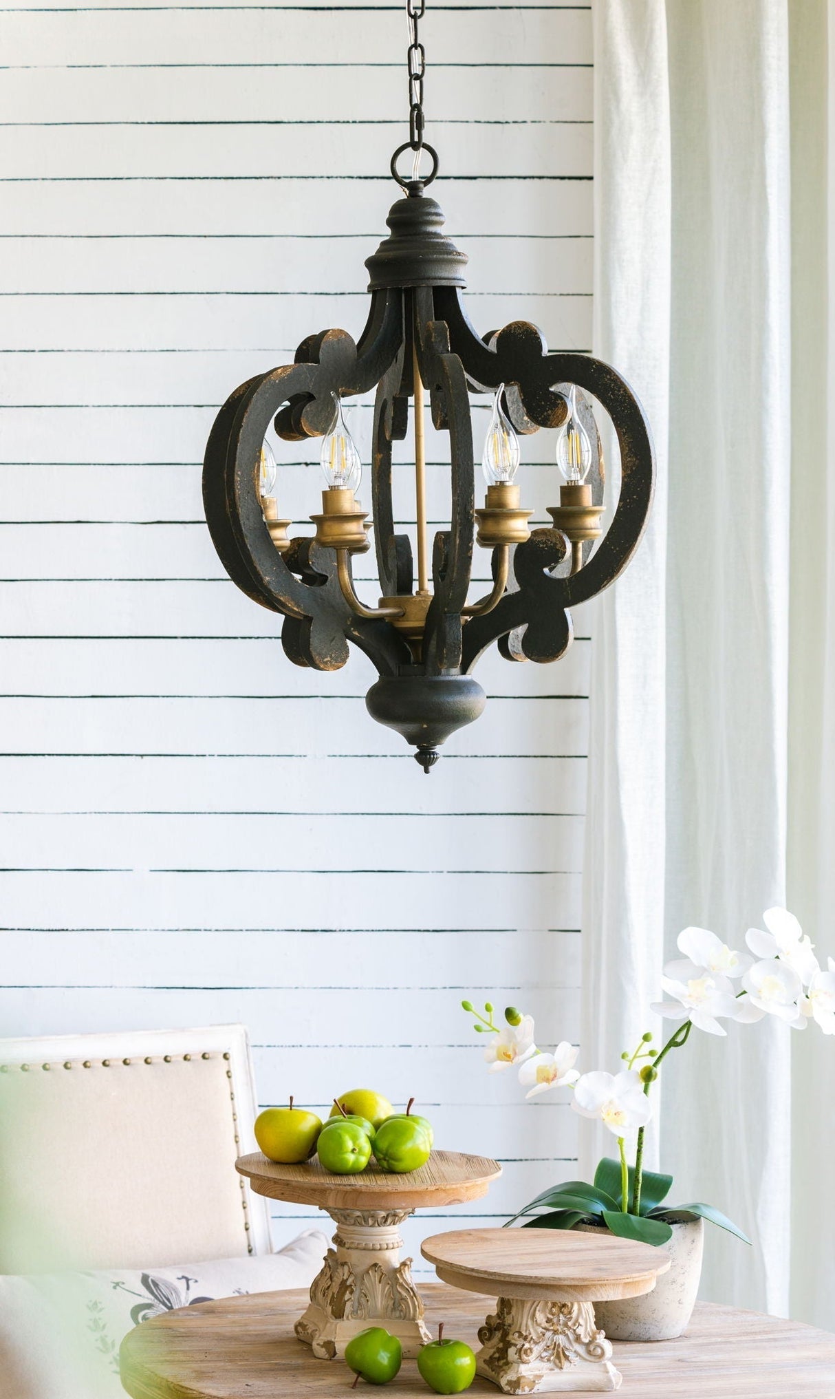 Farmhouse 6-Light Wood Chandelier Pendant Light Fixture