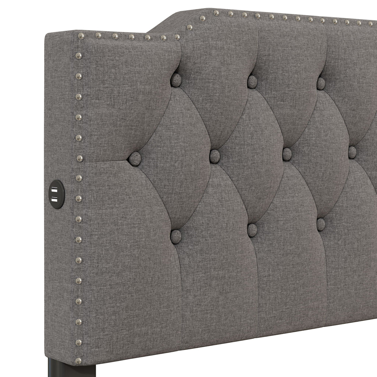 Upholstered Platform Bed With 2 Drawers And 2 Sets Of USB Ports On Each Side, Fabric