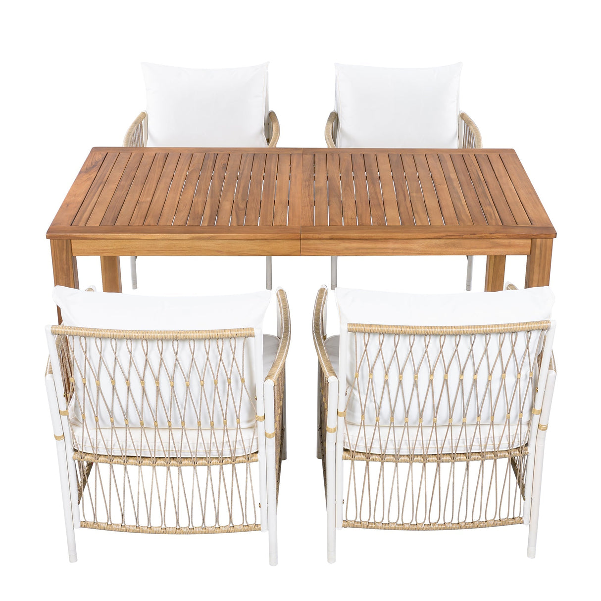 TOPMAX Patio 5pcs Wooden Dining Table Set