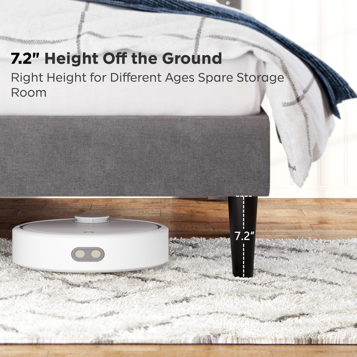 Full Bed Frame with Linen Storage Headboard