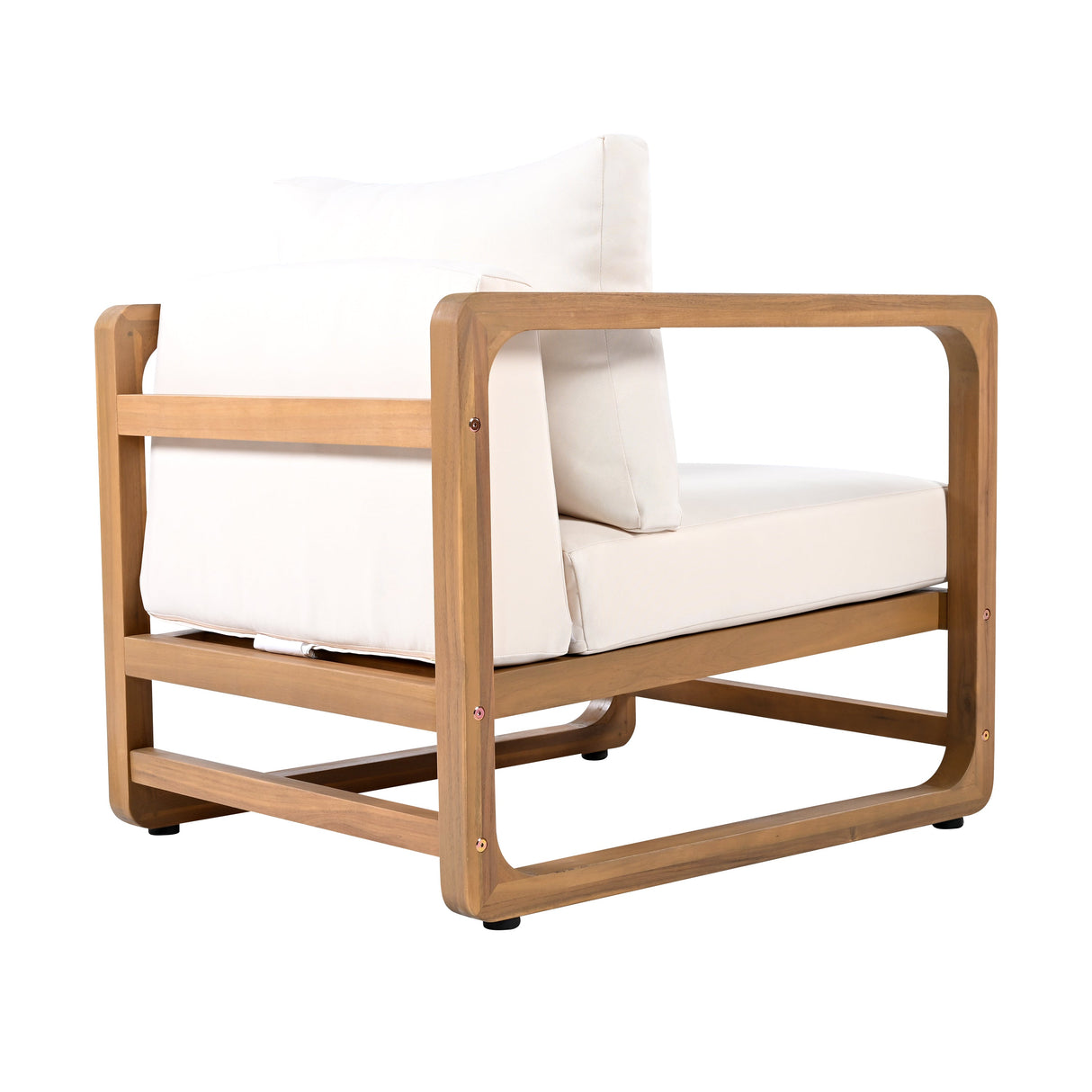 Acacia Wood Outdoor Set: 2 Club Chairs and Rustic Slat Side Table