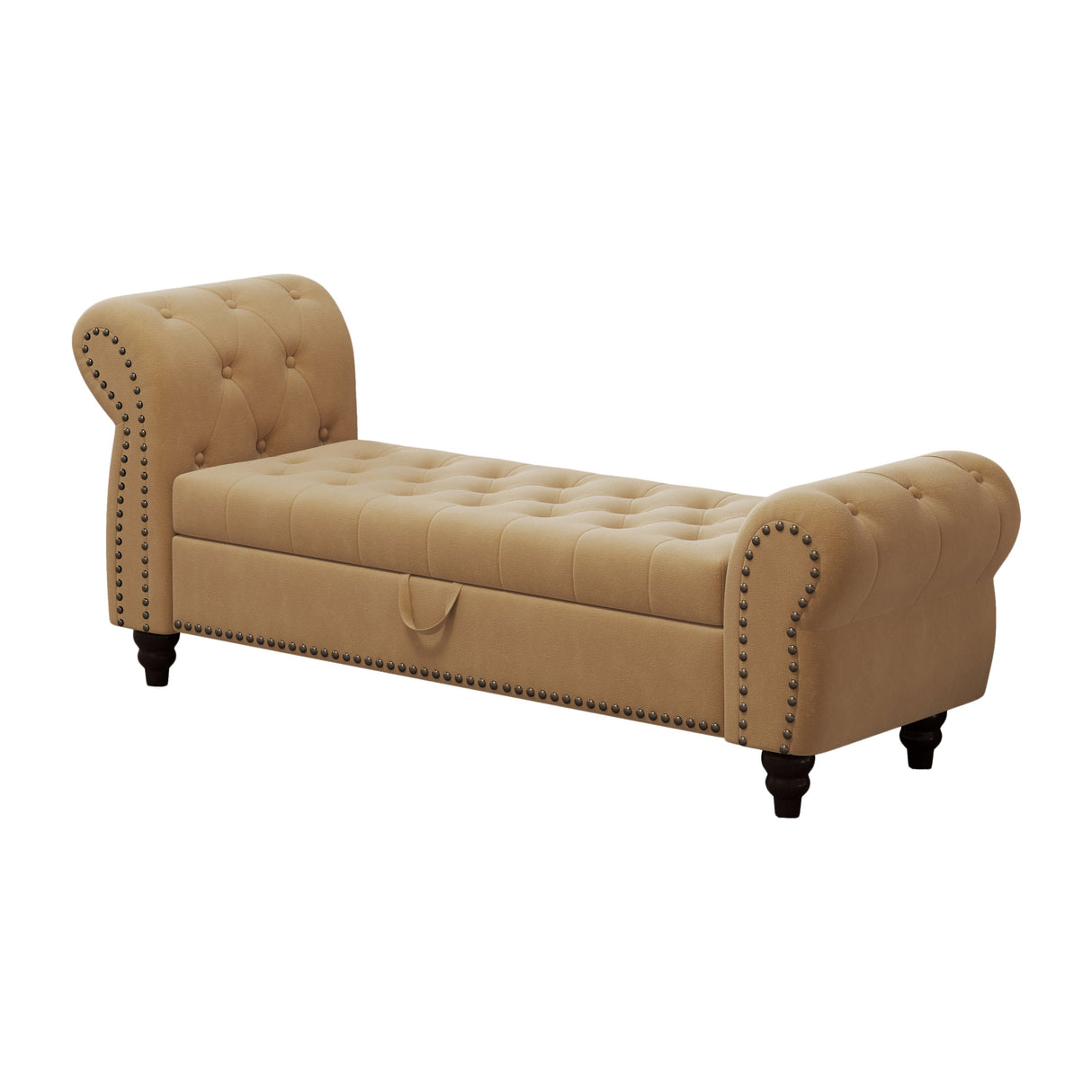 64.5' Velvet Upholstered Bed Bench with Storage and Tufted Nails