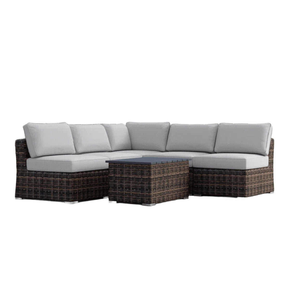Wicker Sectional Sofa With Cushions And Table