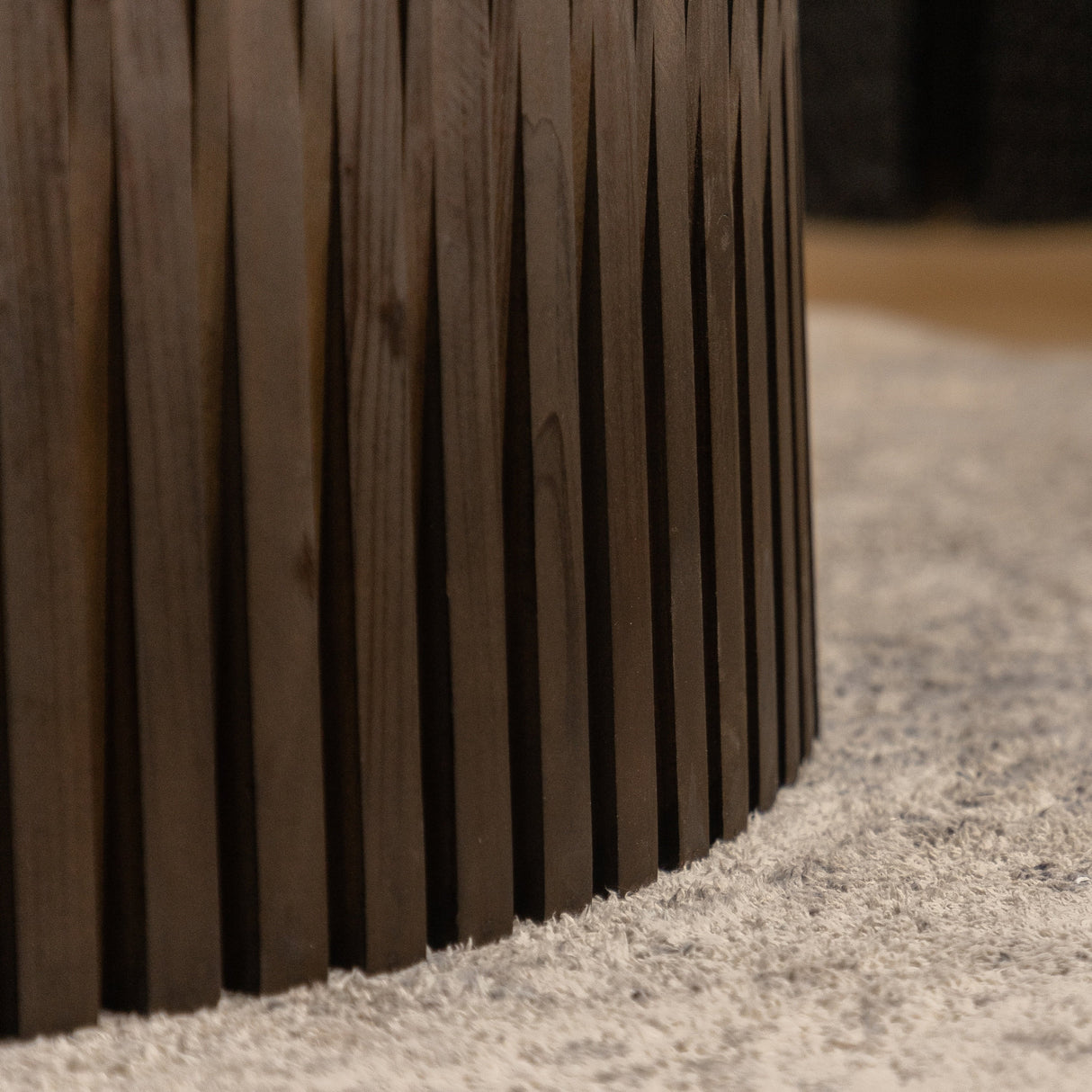 Vintage Style Cylindrical Nesting Coffee Table Set with Textured Embossed Design