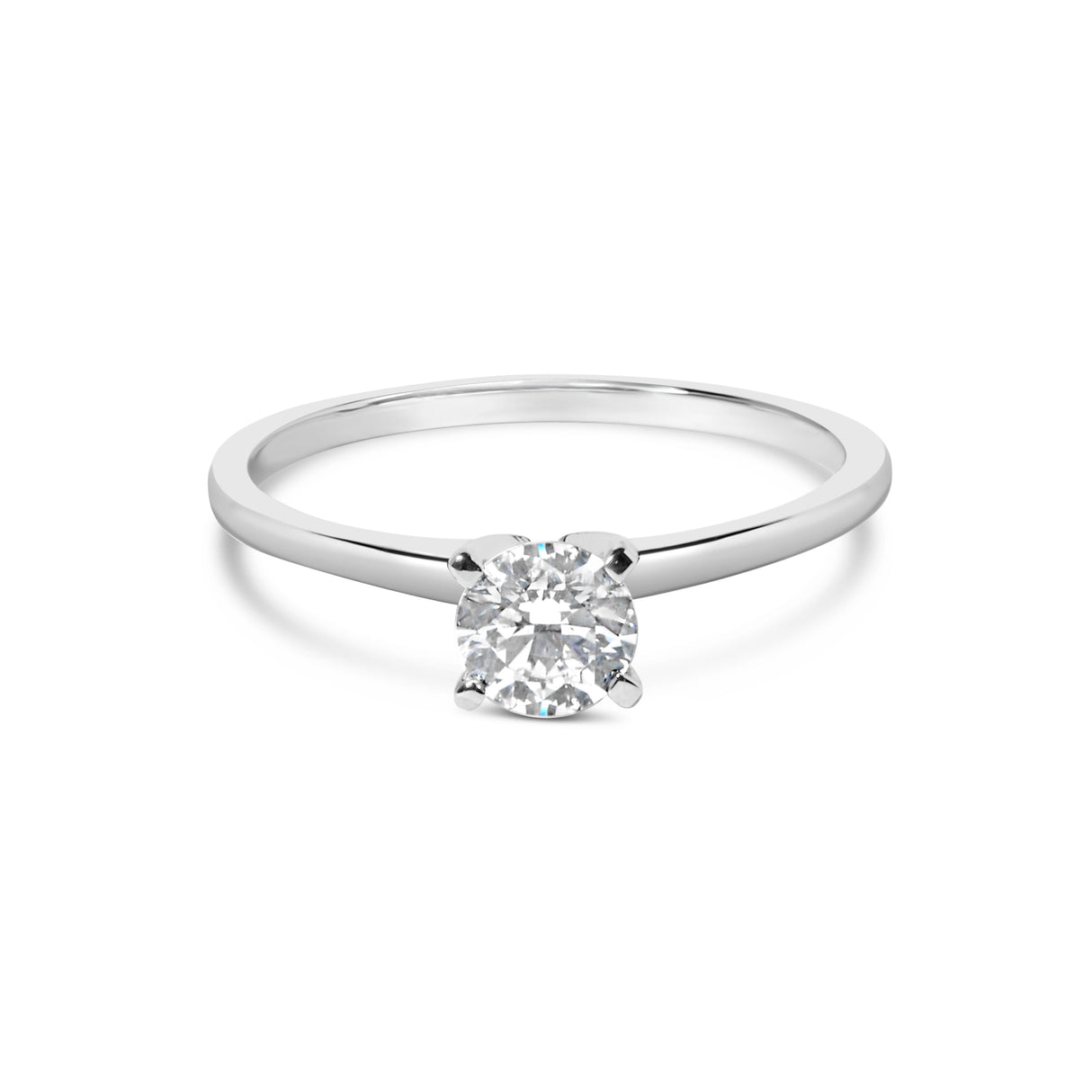 14K White Gold 1/2 Cttw Round Lab Grown Diamond 4 Prong Solitaire Engagement Ring (F-G Color, VS2-SI1 Clarity) - Size 7