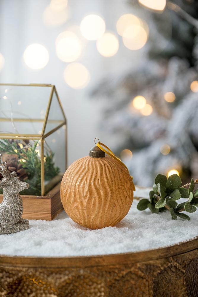 Gold Christmas Ball Ornaments, Set of 6