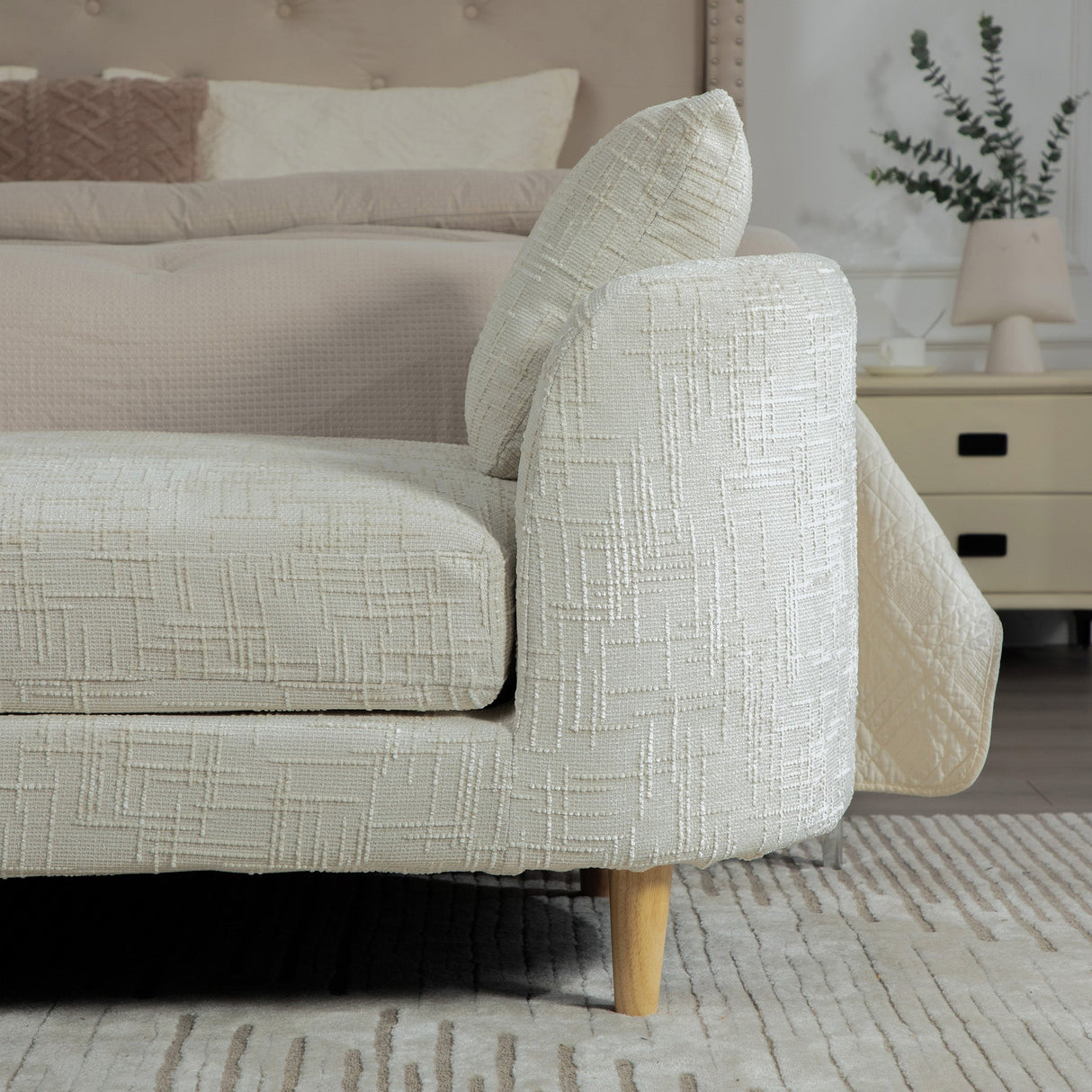 77.17" Wide Modern Upholstered End of Bed Bench