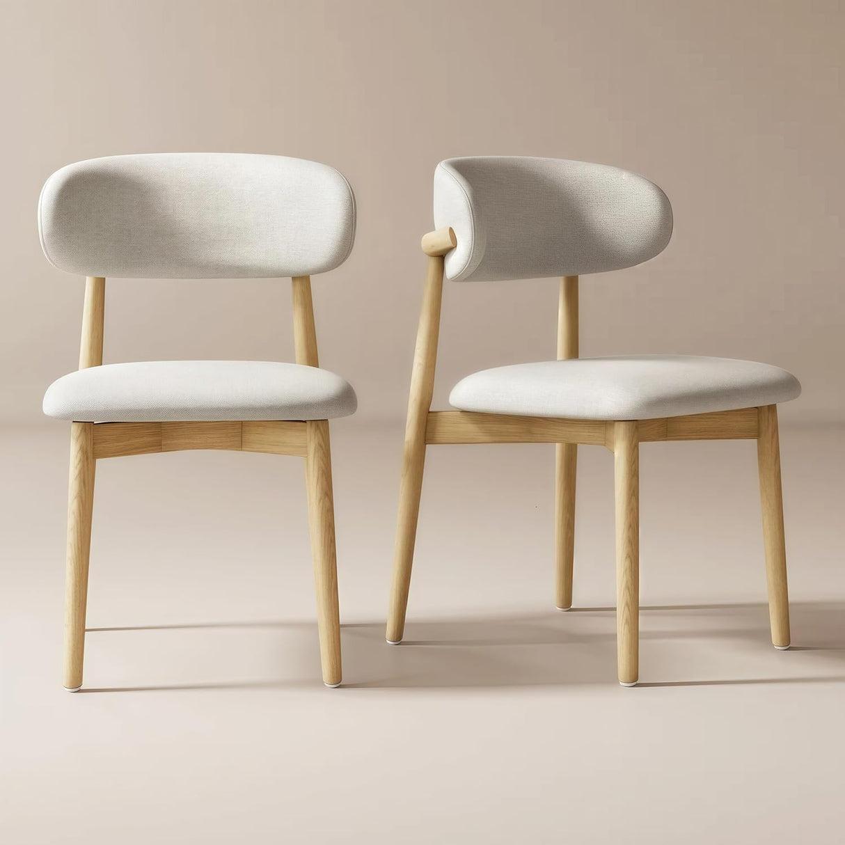 Set of 2 Solid Ash Wood Dining Chairs
