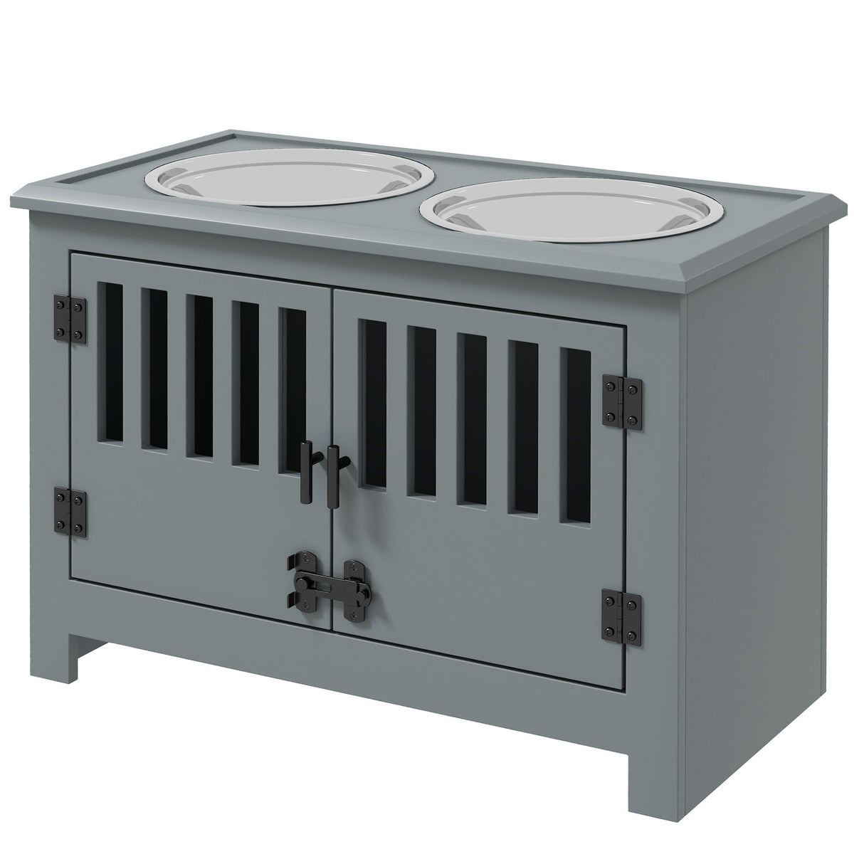 PawHut Large Elevated Dog Bowls with Storage Cabinet