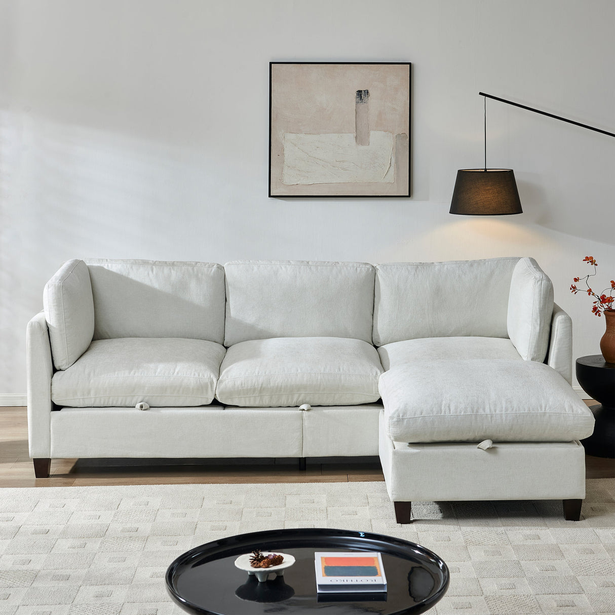 96.5" Sectional Couch for Living Room, Upholstered Soft Chenille Fabric Sofa