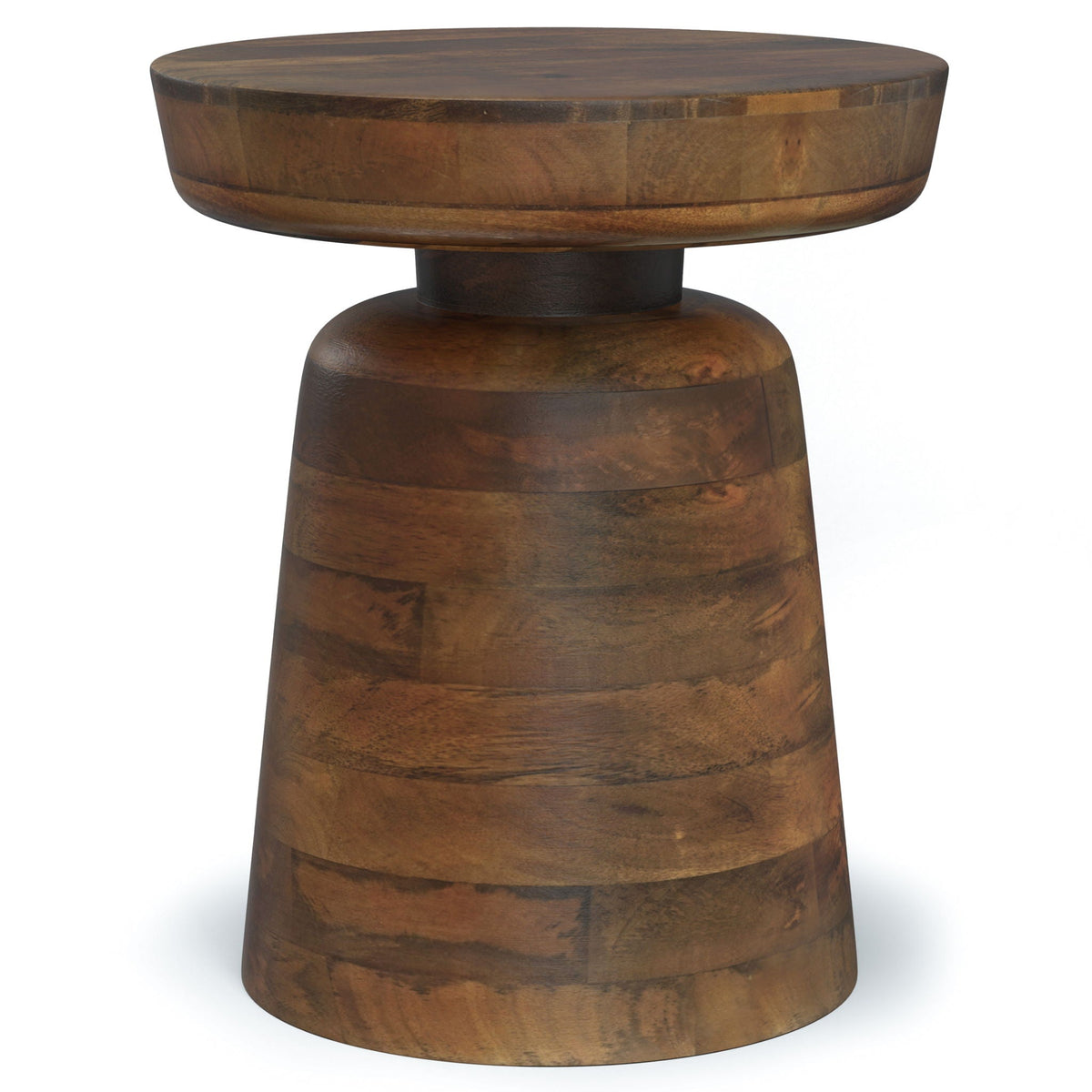 Handcrafted Mango Wood Accent Table with Sculptural Design - Multiple Colors