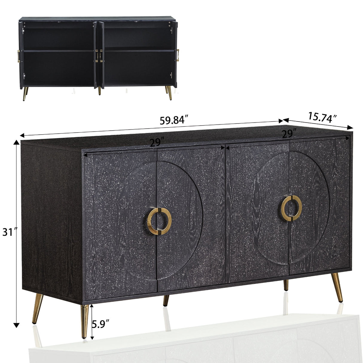 Modern Lacquered 4 Door Wooden Cabinet