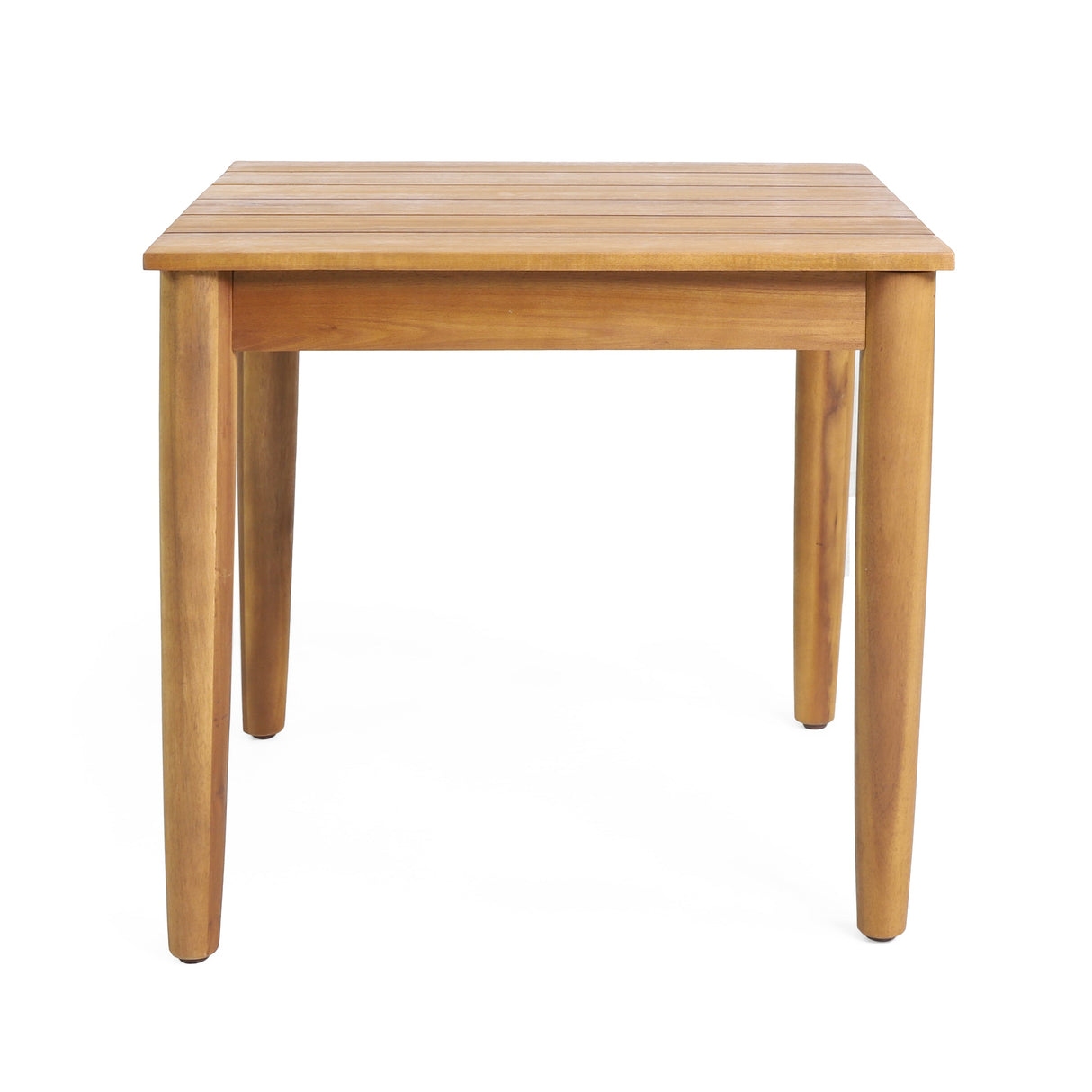 Acacia Wood Outdoor Set: 2 Club Chairs and Rustic Slat Side Table