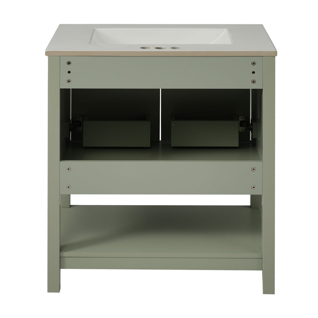 Elegant Bathroom Vanity With Ceramic Sink And Versatile Storage