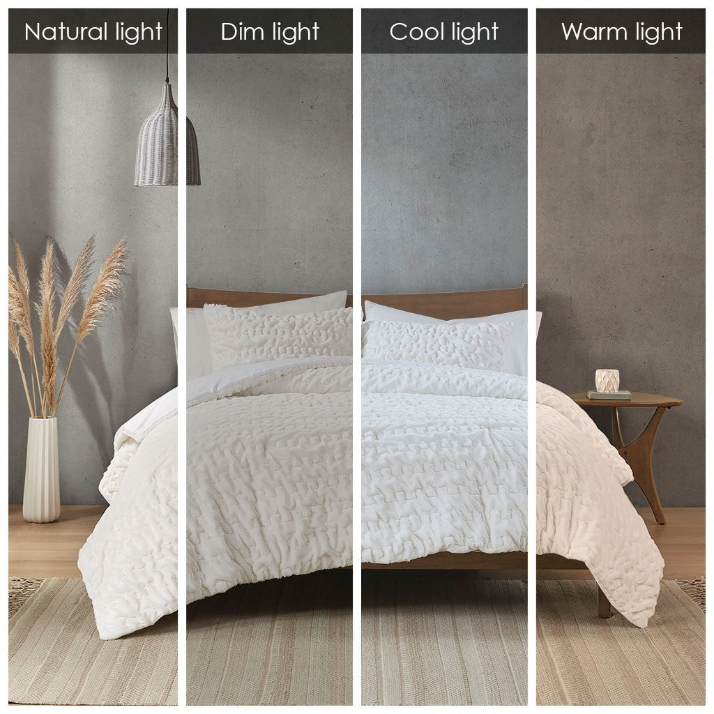 King/Cal King Ruched Fur Down Alternative Comforter Set