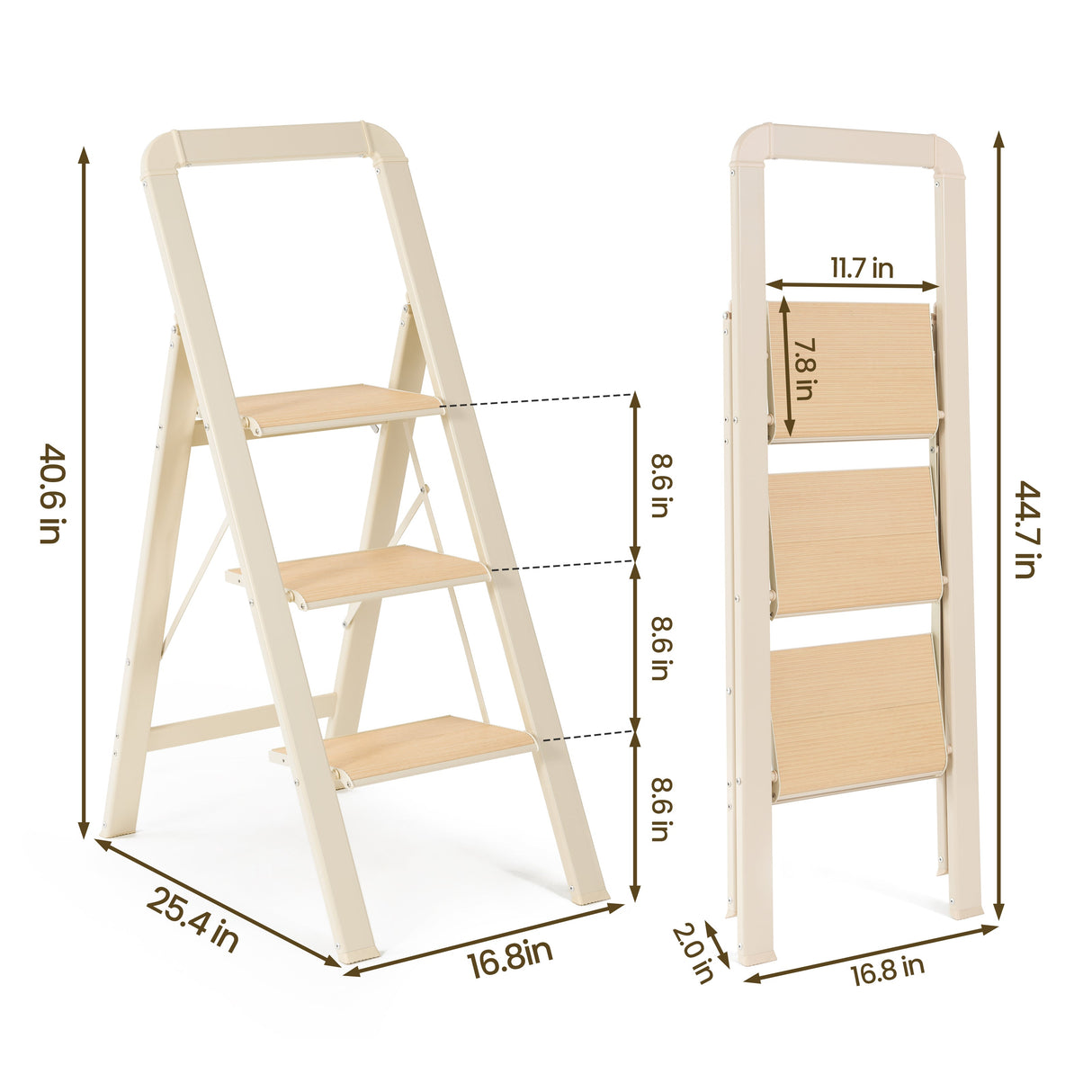 3 Step Ladder Folding Step Stool for Adults