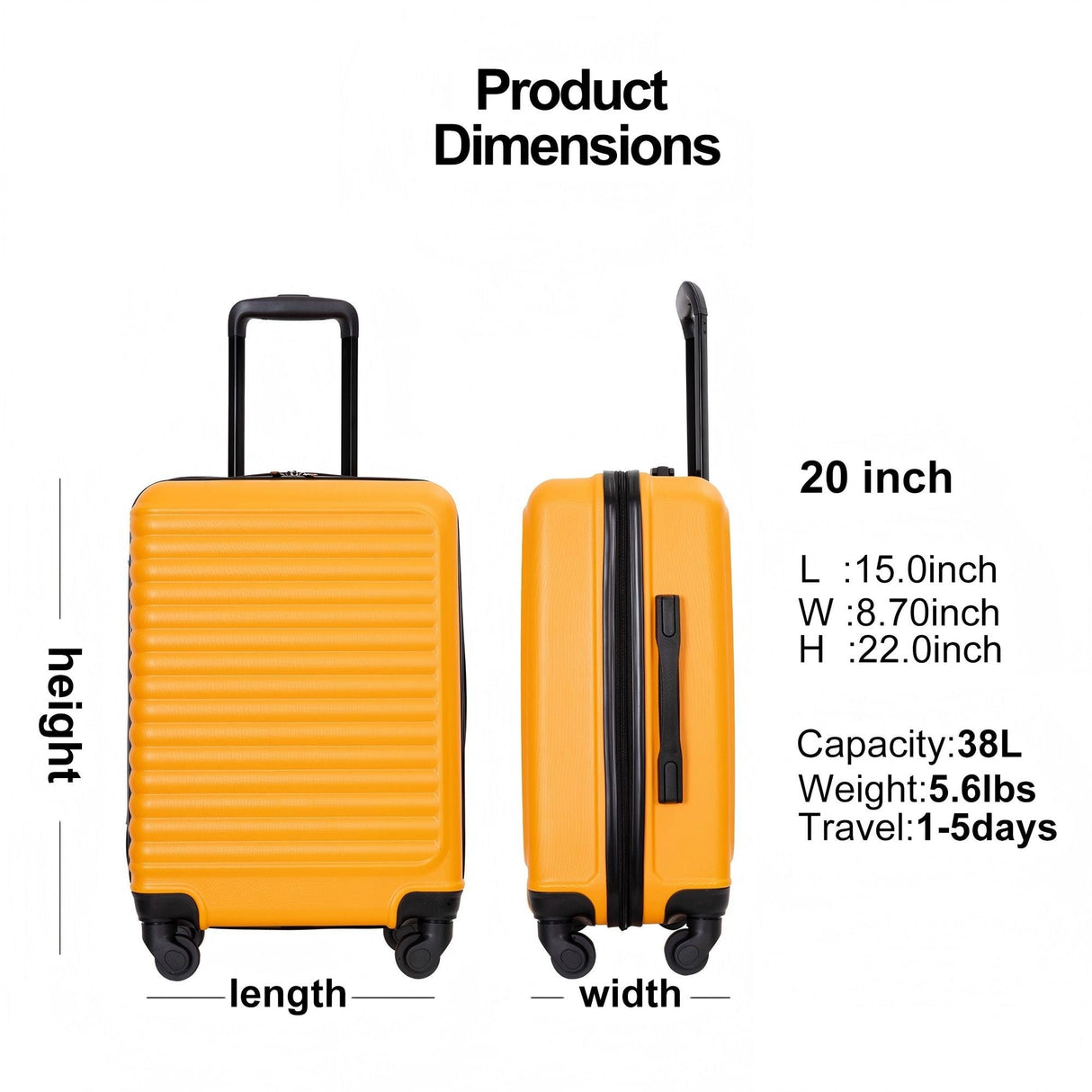 20" Carry-On Lightweight Hardside Luggage with Spinner Wheels