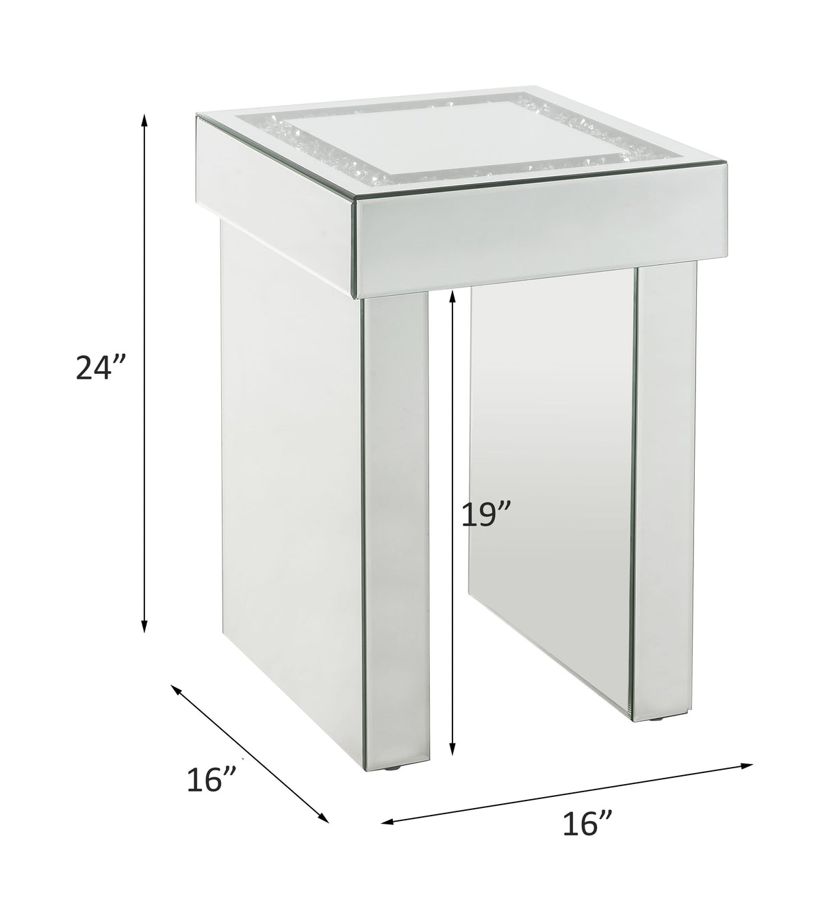 Noralie Mirrored & Faux Diamonds End Table