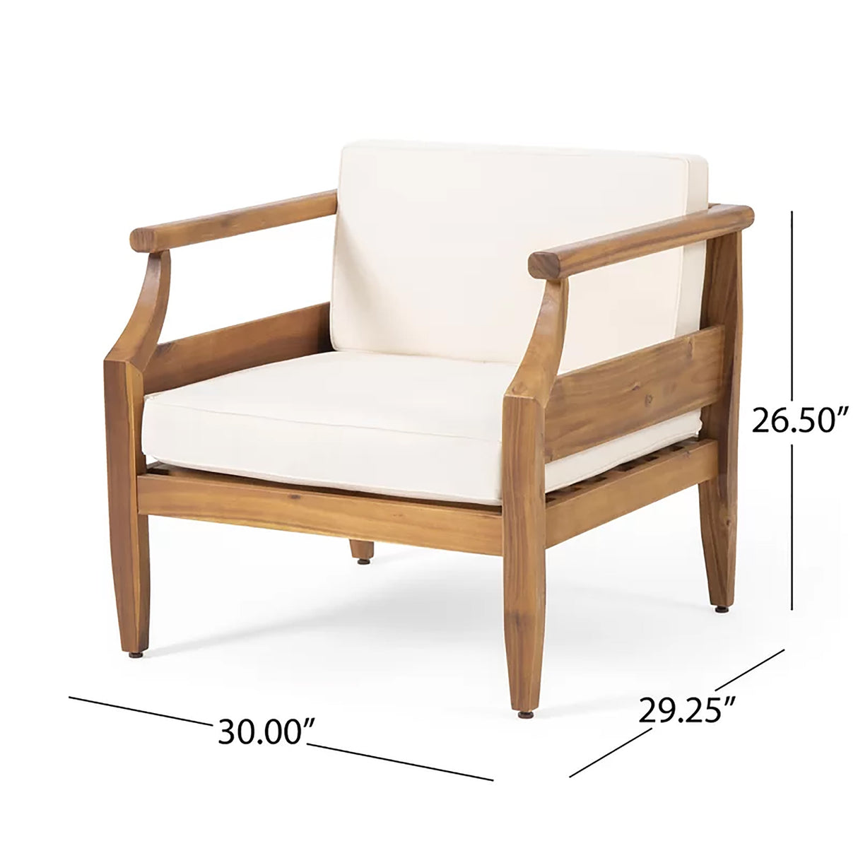 Alluvion Teak 4-Piece Wood Outdoor Patio Conversation Set with Cream Cushions