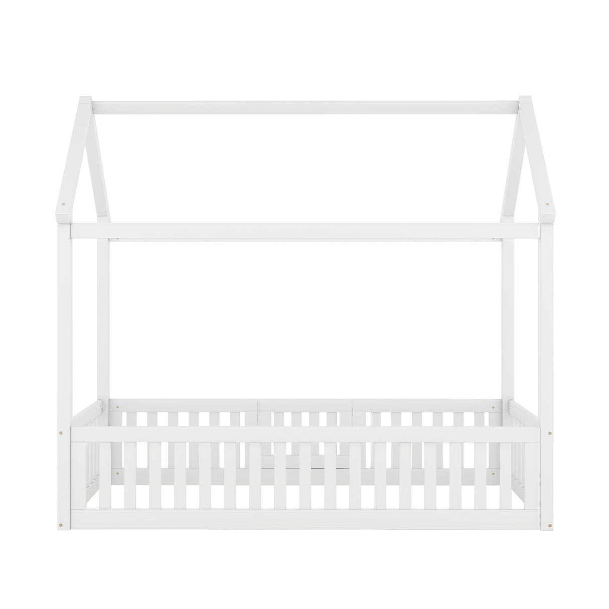 Wood House Bed With Fence And Door