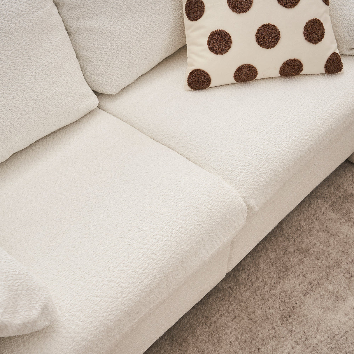Modern Loveseat Sofa 2-Seater - Plush Chenille Fabric Ivory White