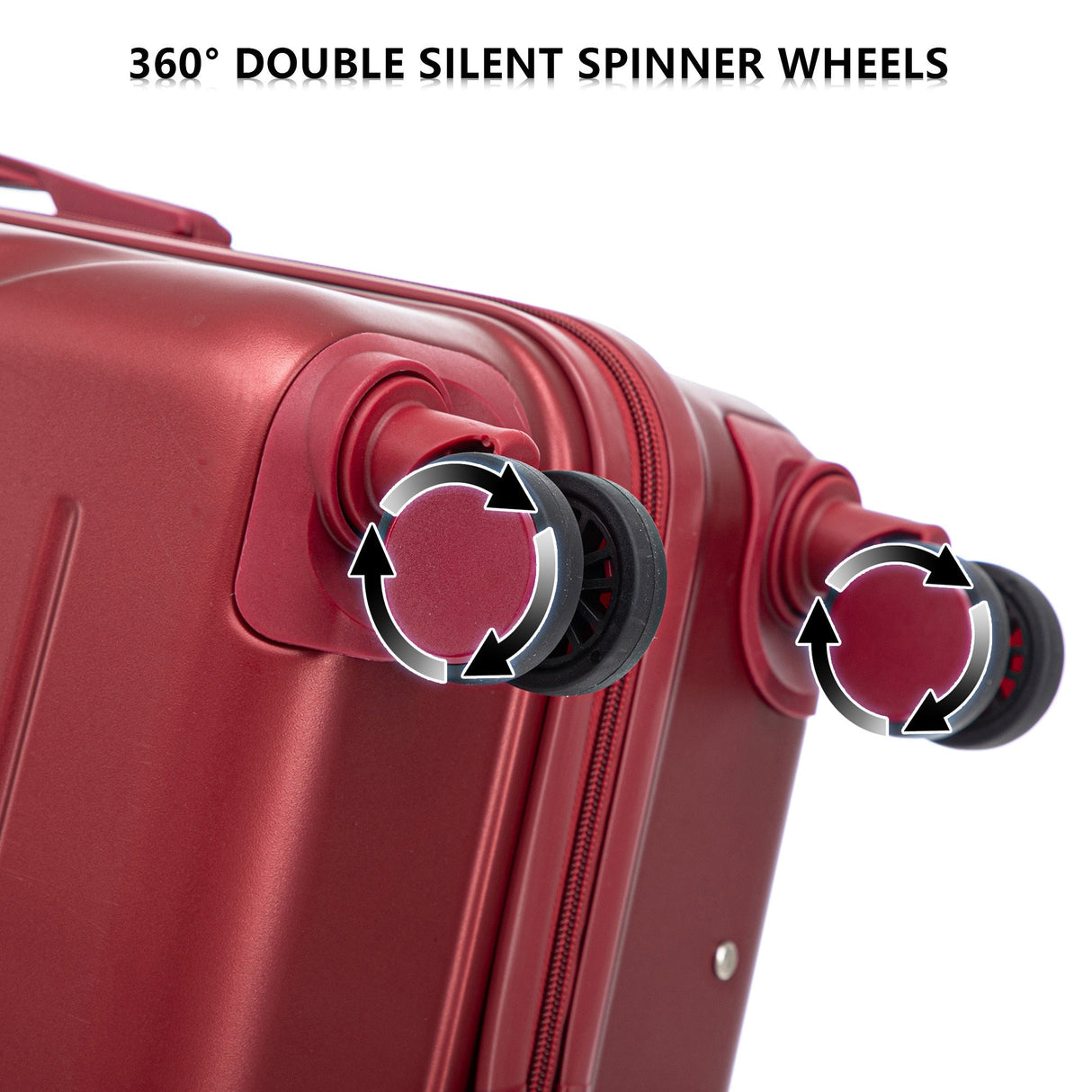 Set of 3 ABS Spinner Wheel Luggage in Wine Red - 20", 24", and 28"