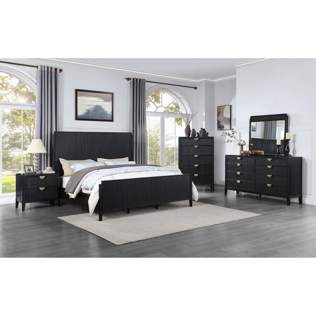Mason - 2 Drawer Nightstand With Fluted Design - Black