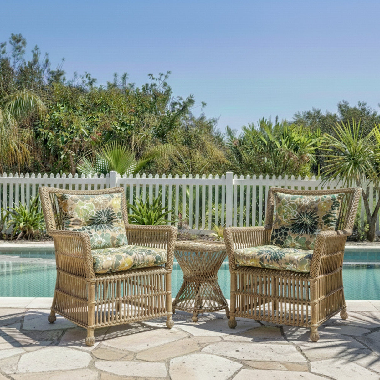 Outdoor Chair Cushions Set of 2, 19 x 19 x 4 Inch Tufted Seat Cushions