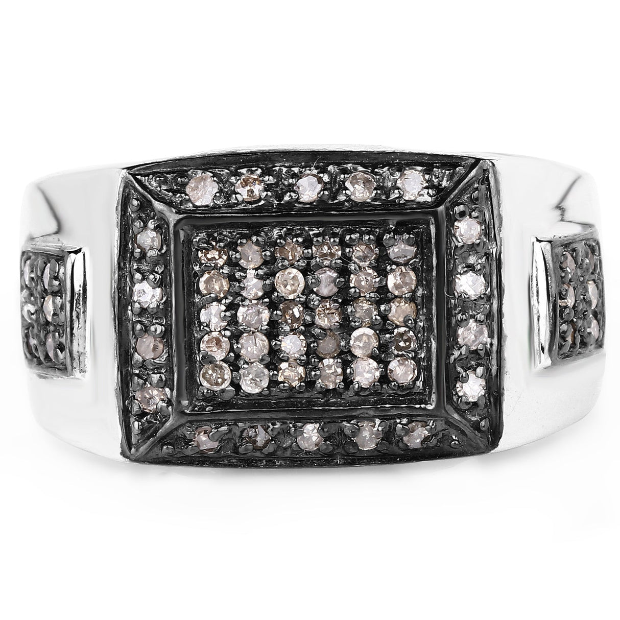 0.52 Carat Genuine Champagne Diamond .925 Sterling Silver Ring