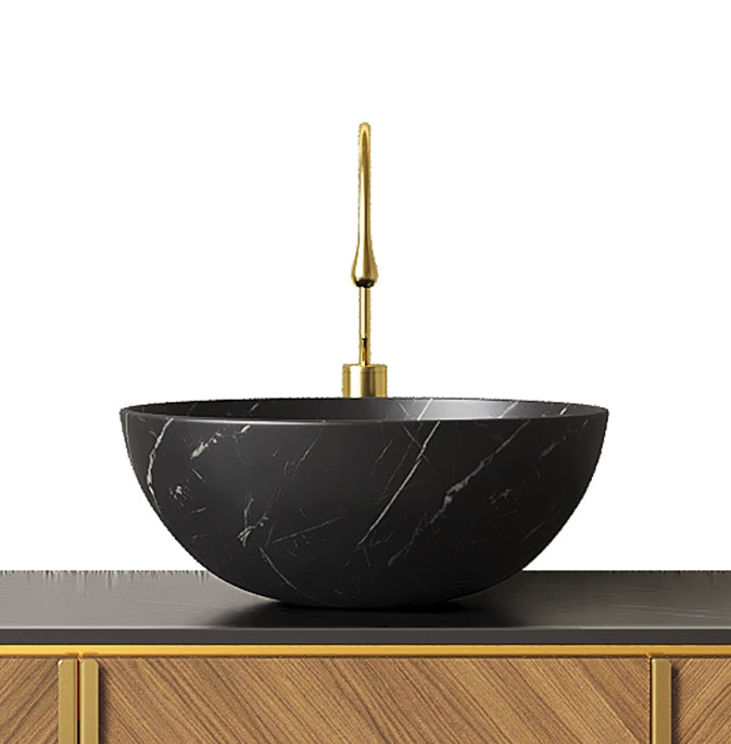 14" Bathroom Bowl Ceramic Sink with Stone Pattern - Matte Finish
