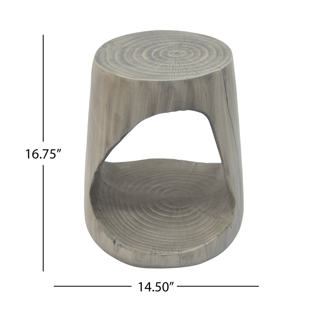 Hollow Side Table Wood-Like Texture Grey