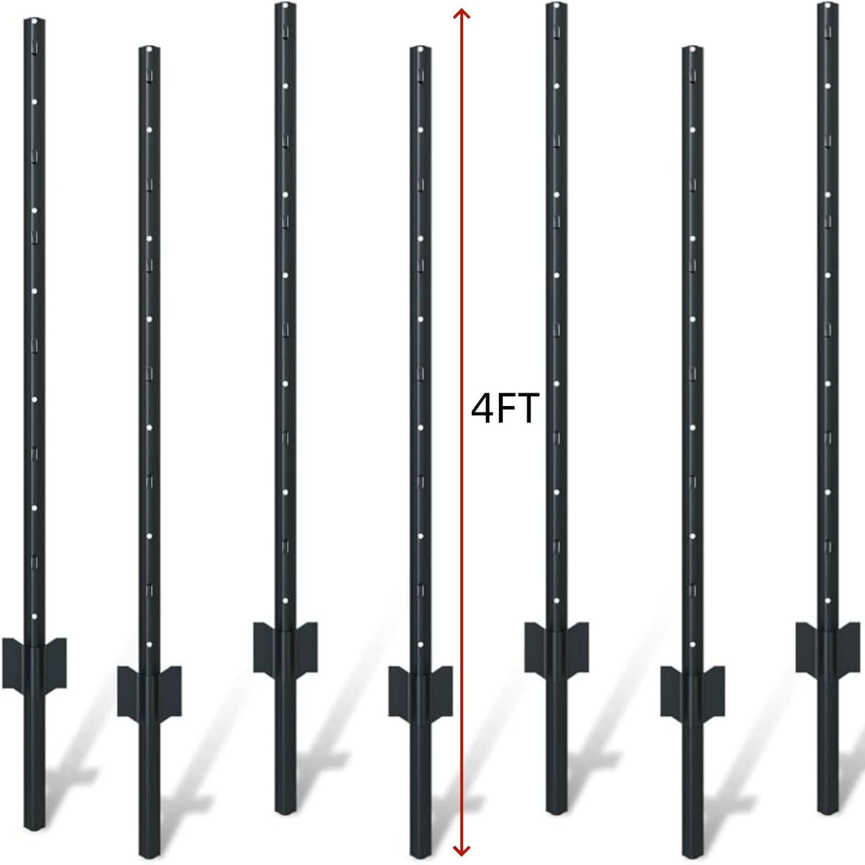 4 Foot U-Shaped Metal Garden Fence Posts Set For Wire Fencing