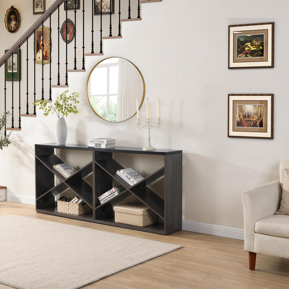 Modern X-Frame Console Table – Elegant Entryway and Office Storage