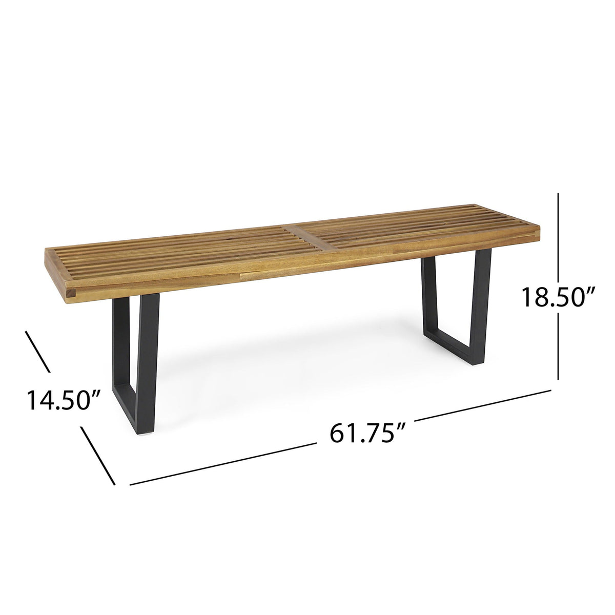 Intrinsic Outdoor Dining Bench with Slat Top - Acacia Wood & Iron