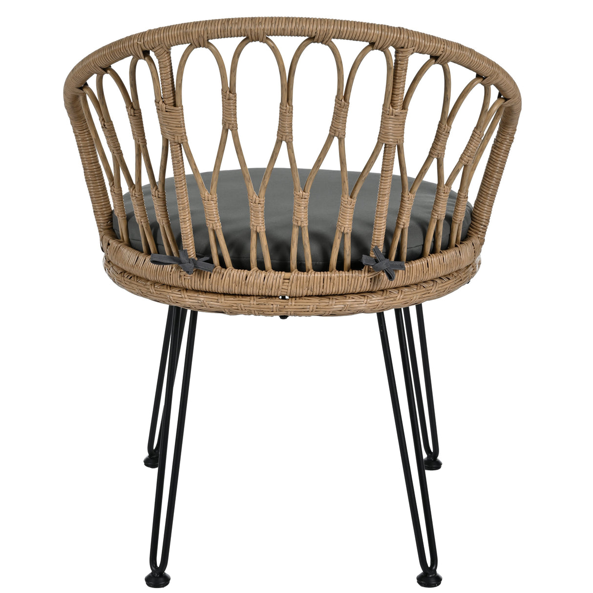 U_STYLE Outdoor Leisure Set with 2 Rattan Chairs & Glass Table