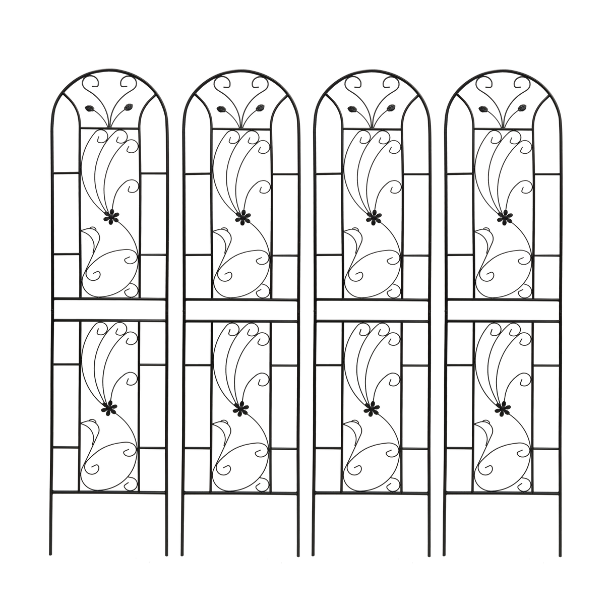 4 Pack Metal Garden Trellis 86.7'' x 19.7'' Rustproof Black