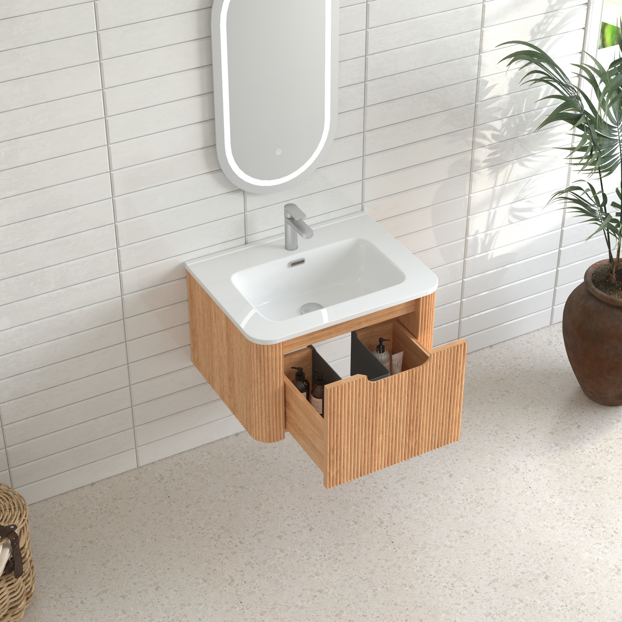 24" Wall-Mounted Floating Bathroom Vanity
