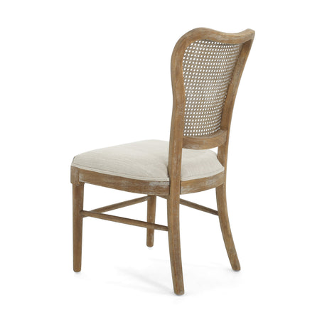 Wood and Woven Cane Dining Chairs, Set of 2