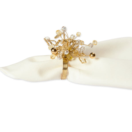 DII-Decorative-Holiday-Napkin-Ring-Set,-6-Piece,-Gold/Silver-Beaded-Cluster-NAPKIN-RING-SET