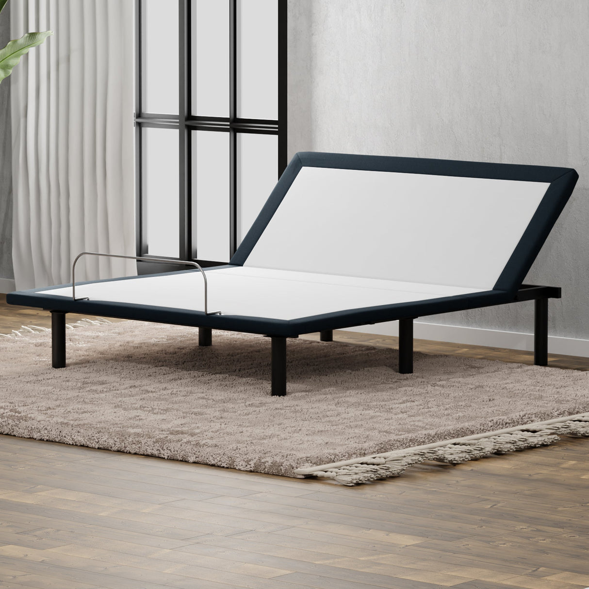 Model H Adjustable Base Full Size Metal Bed Frame Grey