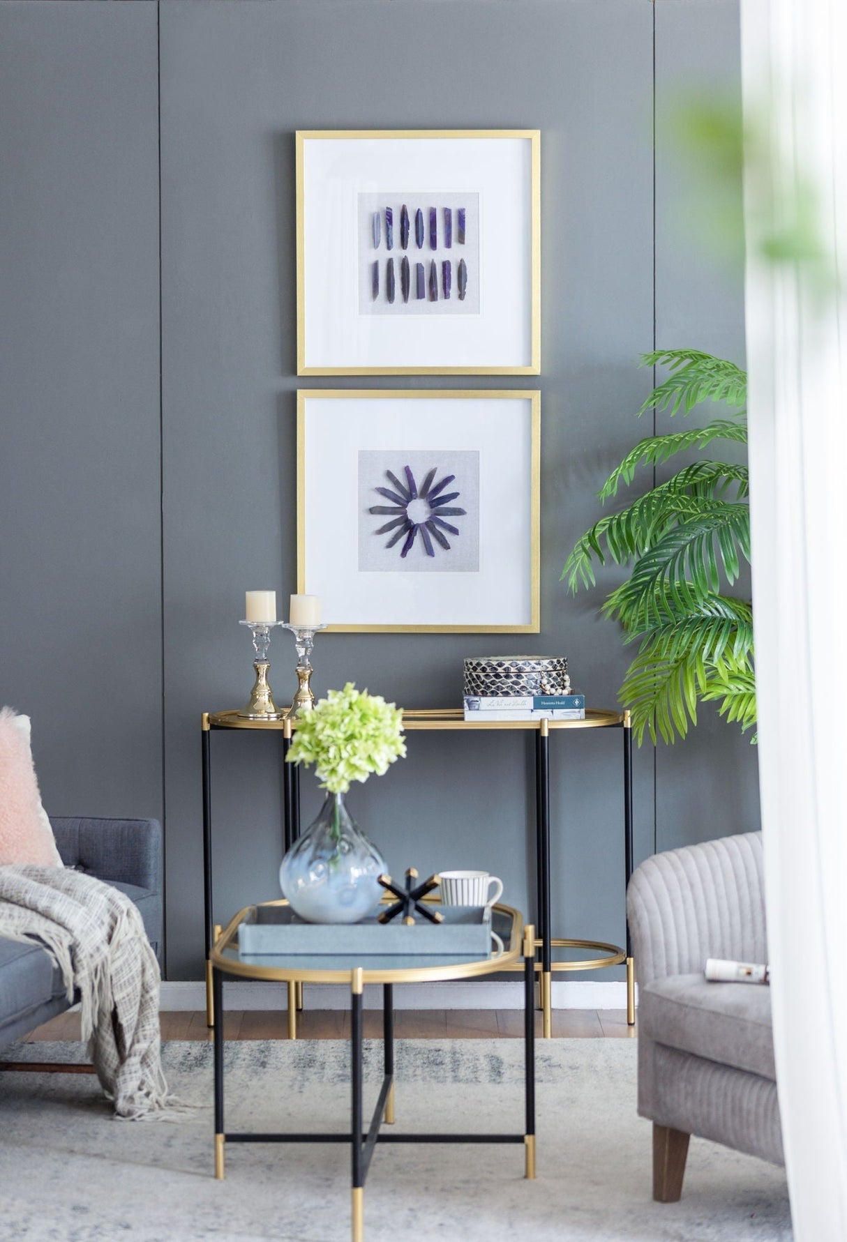 Grace Purple Agate Shadow Boxes Wall Art Set of 2 - Multicolor